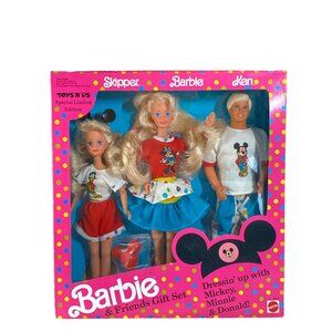 Barbie Friends Skipper Ken Gift Set Mattel 3177 Dressin Up Mickey Minnie Donald